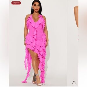 Elegant Pink Ruffle Dress